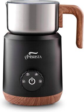 Electric Milk Frother for Hot & Cold Foam, 16 oz, Stylish Wood Handle